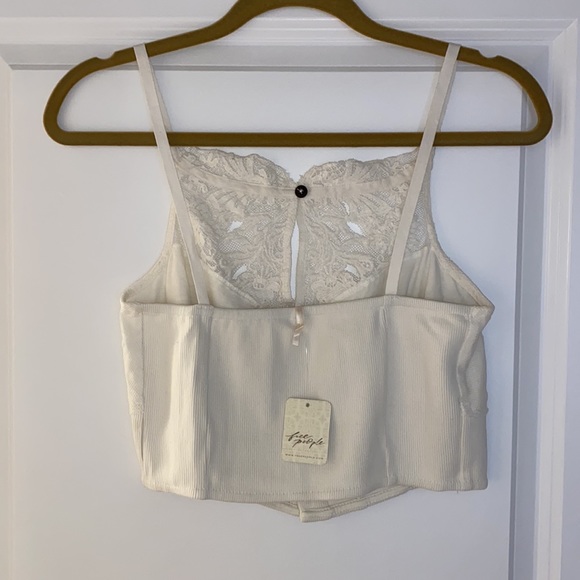 NEW, Free People Have My Heart Lace Cotton Camisole Bralette in White - Picture 5 of 7